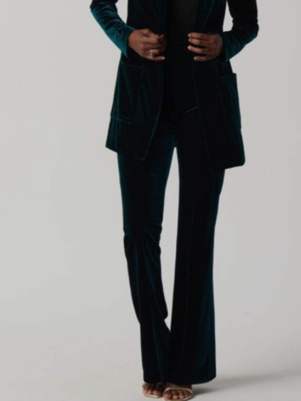 Joseph Ribkoff Velvet Flared Pull-On Pant - deep emerald green sz 12 NWT